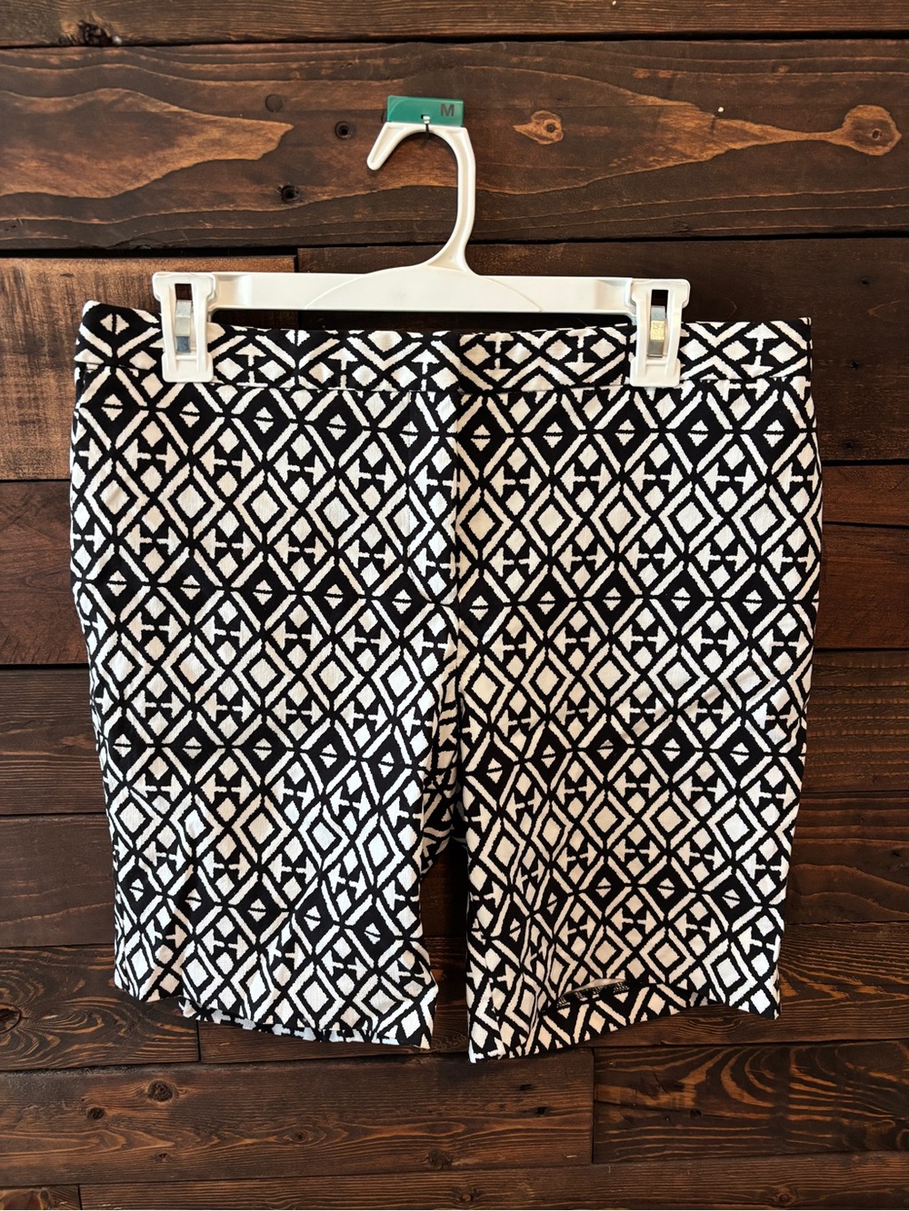 Mario Serrani - Black & White Geometric Knit Shorts